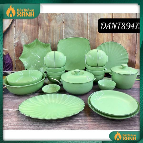 Bộ bát đĩa Bát Tràng men xanh ngọc trơn Bộ bát đĩa Bát Tràng men xanh ngọc trơn