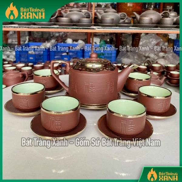 Bộ Ấm Trà Tích Phúc Lộc Thọ Chỉ Đỏ Bọc Đồng Bạch - Vương Mạnh Tuấn Bộ Ấm Trà Tích Phúc Lộc Thọ Chỉ Đỏ Bọc Đồng Bạch - Vương Mạnh Tuấn