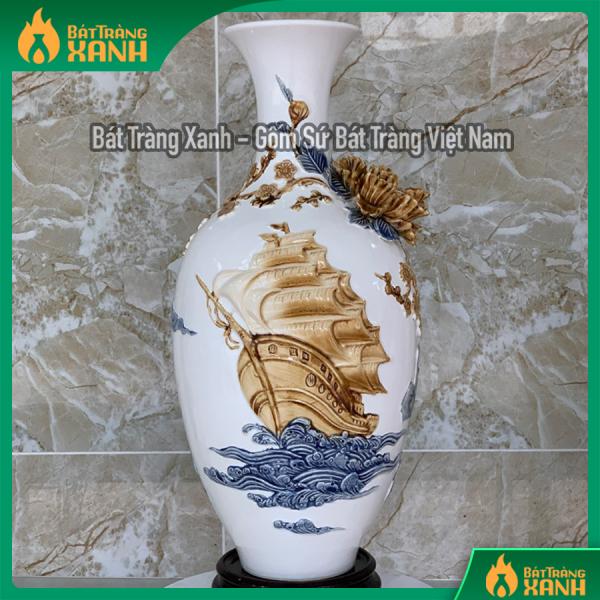 Bảo Bình Hút Lộc Bát Tràng Thuận Buồm Xuôi Gió Đắp Nổi Men Trắng Bảo Bình Hút Lộc Bát Tràng Thuận Buồm Xuôi Gió Đắp Nổi Men Trắng