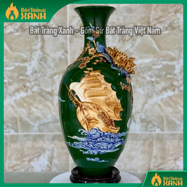 Bảo Bình Hút Lộc Bát Tràng Thuận Buồm Xuôi Gió Đắp Nổi Men Xanh Lá Bảo Bình Hút Lộc Bát Tràng Thuận Buồm Xuôi Gió Đắp Nổi Men Xanh Lá