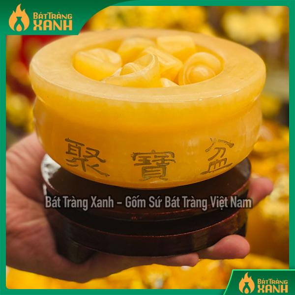 Bát tụ bảo đá ngọc Hoàng Long 6 viên thỏi cỡ vừa Bát tụ bảo đá ngọc Hoàng Long 6 viên thỏi cỡ vừa