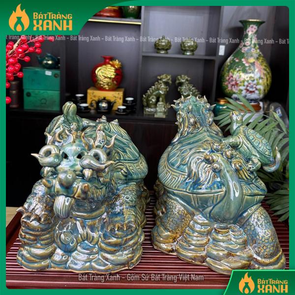 Tượng Long Quy Rùa Đầu Rồng Gốm Sứ Bát Tràng,Long Quy Cõng Rùa Con  Tượng Long Quy Rùa Đầu Rồng Gốm Sứ Bát Tràng,Long Quy Cõng Rùa Con