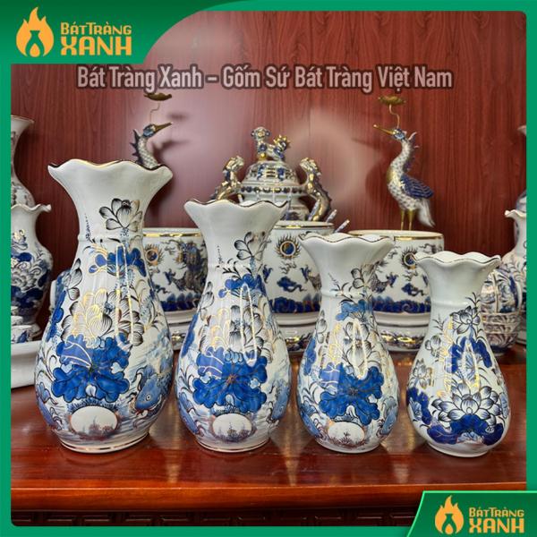 Lọ Hoa Miệng Lượn Vẽ Vàng Kim Bày Bàn Thờ Cúng Gia Tiên Lọ Hoa Miệng Lượn Vẽ Vàng Kim Bày Bàn Thờ Cúng Gia Tiên