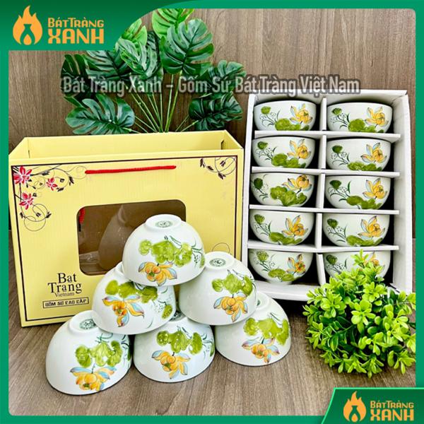 Bát ăn cơm Bát Tràng hoa sen cam Bát ăn cơm Bát Tràng hoa sen cam