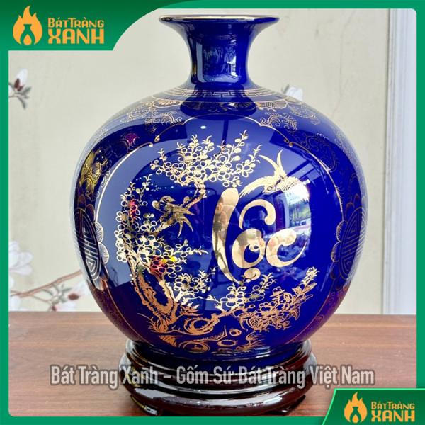 Bình hút lộc tam cảnh Phúc Lộc Thọ màu xanh coban mệnh Thuỷ, mệnh Mộc Bình hút lộc tam cảnh Phúc Lộc Thọ màu xanh coban mệnh Thuỷ, mệnh Mộc