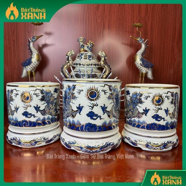 Bát Hương Vẽ Vàng (Kèm Đế) Bát Hương Vẽ Vàng 24k Song Long Chầu Nguyệt Bát Hương Vẽ Vàng (Kèm Đế) Bát Hương Vẽ Vàng 24k Song Long Chầu Nguyệt