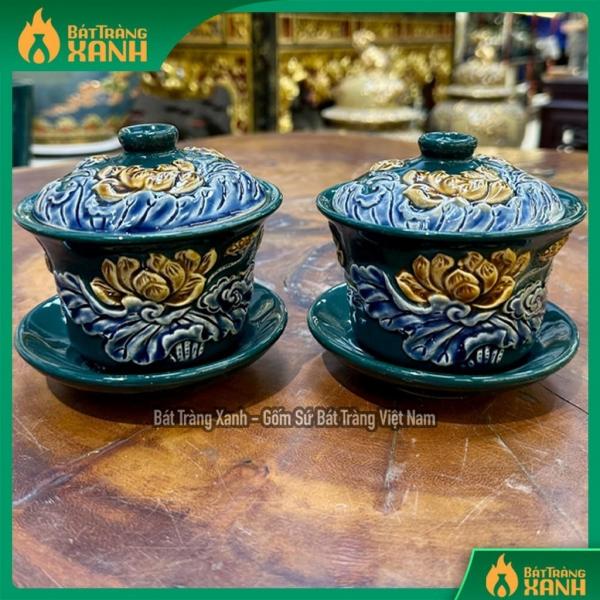 Bát sâm Men Xanh Lục Bảo Đắp Nổi,Bát Sâm đắp nổi,Gốm Sứ Bát Tràng xanh Bát sâm Men Xanh Lục Bảo Đắp Nổi,Bát Sâm đắp nổi,Gốm Sứ Bát Tràng xanh