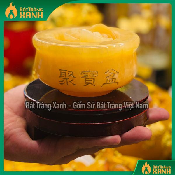 Bát tụ bảo đá ngọc Hoàng Long 6 viên thỏi cỡ nhỏ Bát tụ bảo đá ngọc Hoàng Long 6 viên thỏi cỡ nhỏ