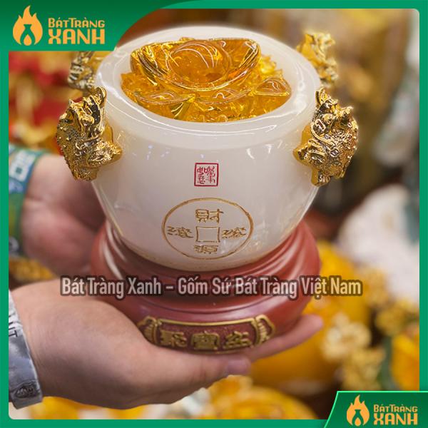 Bát tụ bảo ngọc cao cấp màu trắng cỡ nhỏ Bát tụ bảo ngọc cao cấp màu trắng cỡ nhỏ