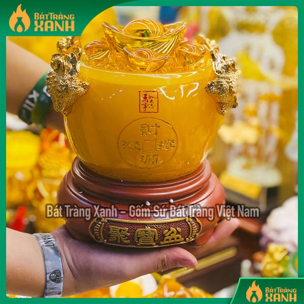 Bát tụ bảo ngọc cao cấp màu vàng cỡ to Bát tụ bảo ngọc cao cấp màu vàng cỡ to