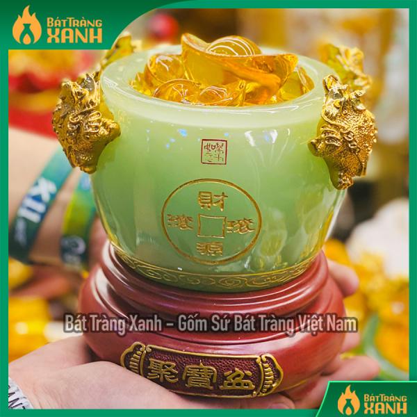 Bát tụ bảo ngọc cao cấp màu xanh ngọc cỡ nhỏ Bát tụ bảo ngọc cao cấp màu xanh ngọc cỡ nhỏ