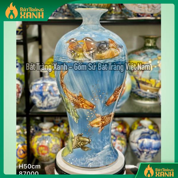Mai bình vẽ vàng sen cá Mai bình vẽ vàng sen cá