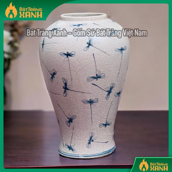 Lu cắm hoa men rạn vẽ Chuồn Lu cắm hoa men rạn vẽ Chuồn