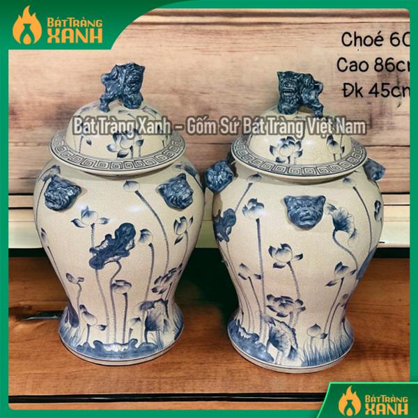 Chóe 60l men rạn vẽ hoa sen Chóe 60l men rạn vẽ hoa sen