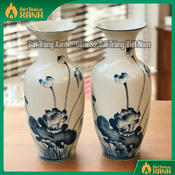 Lộc bình men rạn vẽ hoa sen Lộc bình men rạn vẽ hoa sen