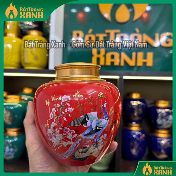 Bình đựng trà Vinh Hoa Phú Quý màu đỏ Bình đựng trà Vinh Hoa Phú Quý màu đỏ