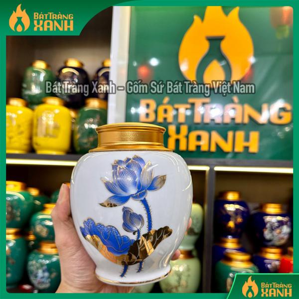 Bình đựng trà Hoa Sen trắng Bình đựng trà Hoa Sen trắng