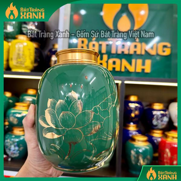 Bình đựng trà Hoa Sen xanh lá Bình đựng trà Hoa Sen xanh lá