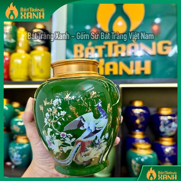 Bình đựng trà Vinh Hoa Phú Quý xanh lá Bình đựng trà Vinh Hoa Phú Quý xanh lá