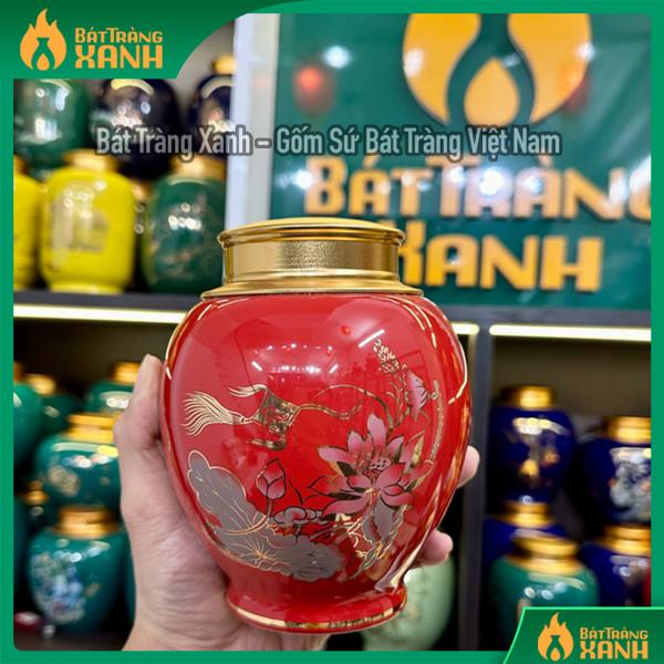 Bình đựng trà Hoa Sen màu đỏ Bình đựng trà Hoa Sen màu đỏ