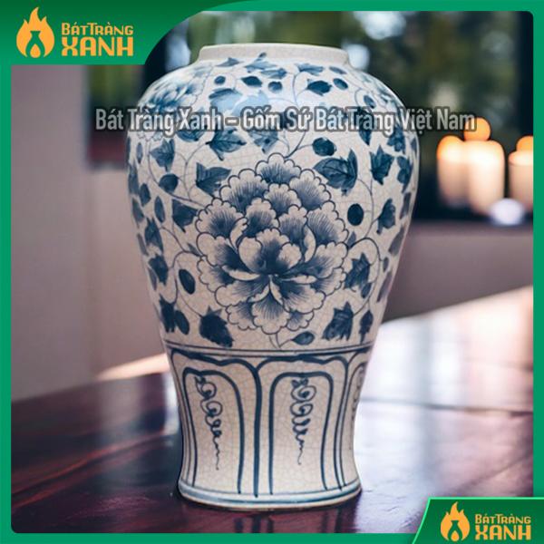 Lu cắm hoa men rạn hoa phù dung Lu cắm hoa men rạn hoa phù dung