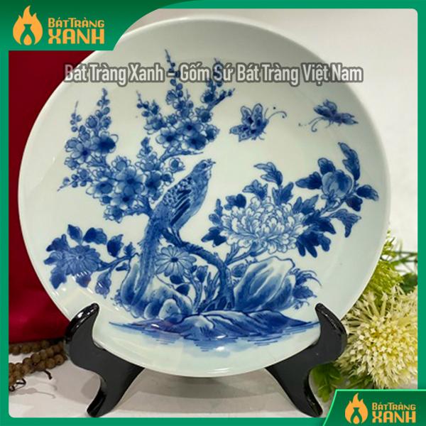 Đĩa sứ men lam họa tiết phi 20cm Đĩa sứ men lam họa tiết phi 20cm