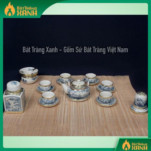 Bộ ấm chén Bát Tràng bọc đồng men rạn dáng Nhật đầy đủ phụ kiện Bộ ấm chén Bát Tràng bọc đồng men rạn dáng Nhật đầy đủ phụ kiện