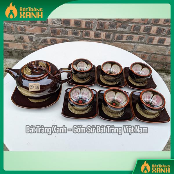 Bộ ấm chén men hỏa biến mật ong dáng quả hồng Bộ ấm chén men hỏa biến mật ong dáng quả hồng