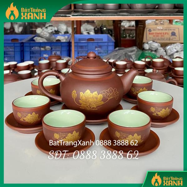 Bộ Ấm Trà Bát Tràng Cao Cấp - Tử Sa Liên Hoa Vàng - NNƯT Vương Mạnh Tuấn Bộ Ấm Trà Bát Tràng Cao Cấp - Tử Sa Liên Hoa Vàng - NNƯT Vương Mạnh Tuấn