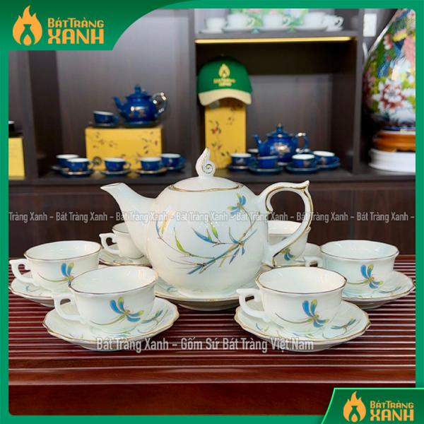 Bộ ấm chén Bát Tràng trúc chuồn ly lượn Bộ ấm chén Bát Tràng trúc chuồn ly lượn