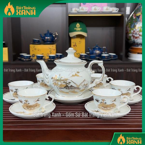 Bộ ấm chén Bát Tràng Hương Giang Phú Quý  Bộ ấm chén Bát Tràng Hương Giang Phú Quý