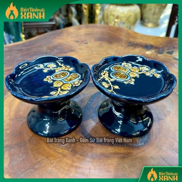 Chân Nến Men Xanh CoBan, Chân Nến Đắp Nổi Hàng Bát Tràng Cao Cấp Chân Nến Men Xanh CoBan, Chân Nến Đắp Nổi Hàng Bát Tràng Cao Cấp