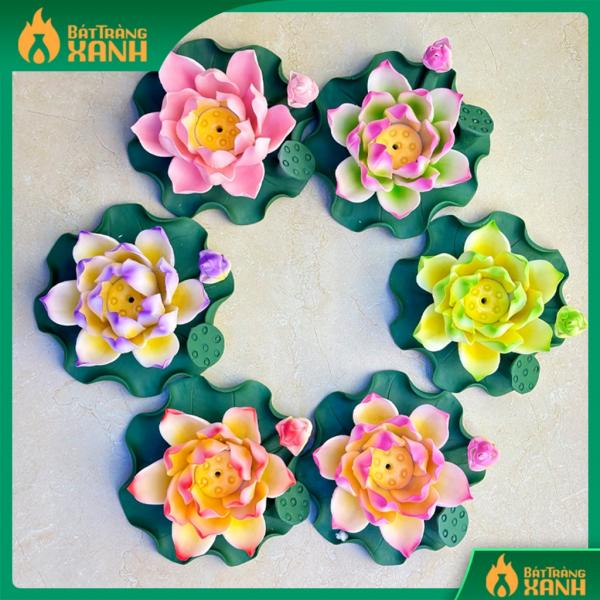 Hoa Sen Sứ Kèm Nụ 11cm Thả Bát Thả Hoa - Đế Sen Gốm Sứ Cắm Nhang  Hoa Sen Sứ Kèm Nụ 11cm Thả Bát Thả Hoa - Đế Sen Gốm Sứ Cắm Nhang