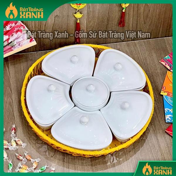 Khay đựng mứt tết trắng trơn Khay đựng mứt tết trắng trơn