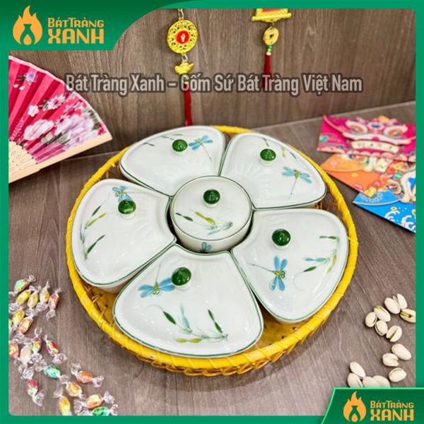 Khay đựng mứt tết vẽ trúc chuồn Khay đựng mứt tết vẽ trúc chuồn