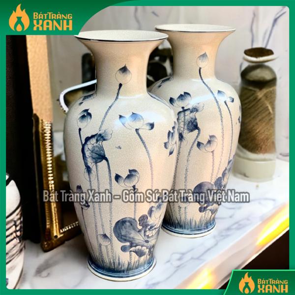 Lọ lộc bình bát tràng men rạn vẽ hoa sen Lọ lộc bình bát tràng men rạn vẽ hoa sen