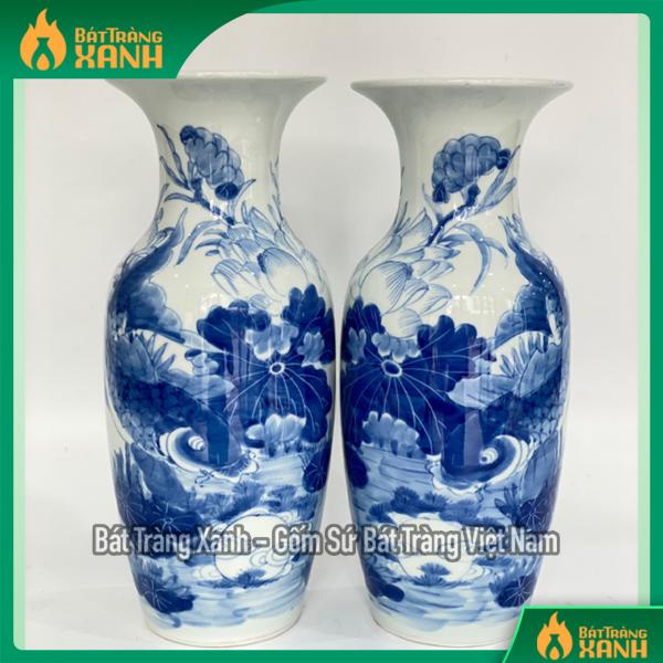 Lọ lộc bình vẽ tay cá chép sen phú quý Lọ lộc bình vẽ tay cá chép sen phú quý