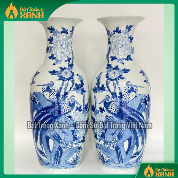 Lọ lộc bình vẽ tay chim trĩ phù dung Lọ lộc bình vẽ tay chim trĩ phù dung