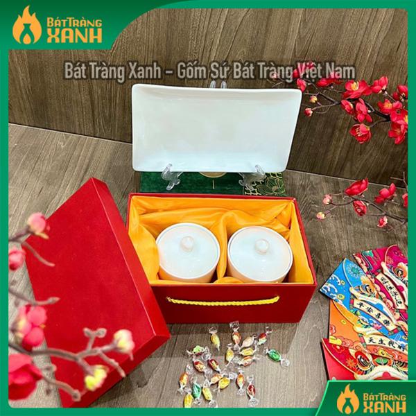 Sét hũ đôi đựng mứt tết trắng trơn Sét hũ đôi đựng mứt tết trắng trơn