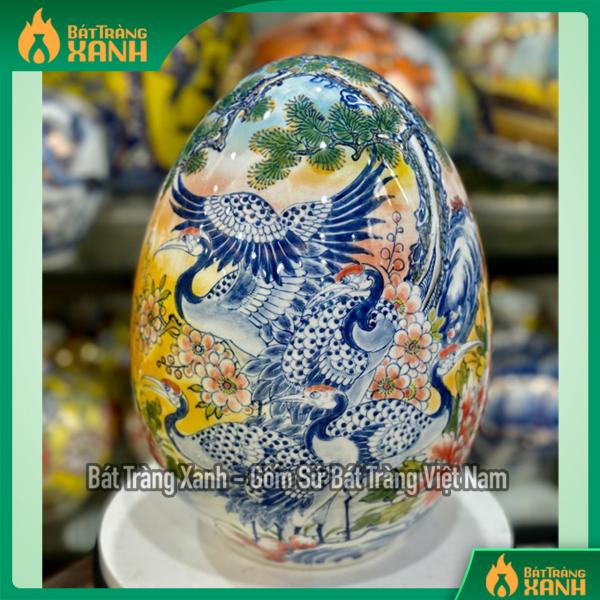 Trứng phong thủy vẽ Chim Hạc Trứng phong thủy vẽ Chim Hạc