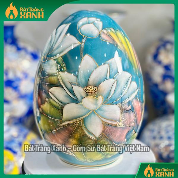 Trứng phong thủy vẽ Hoa Sen Trứng phong thủy vẽ Hoa Sen