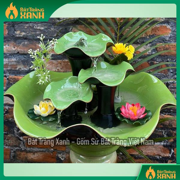 Thác nước phong thủy dáng bát thả hoa Thác nước phong thủy dáng bát thả hoa