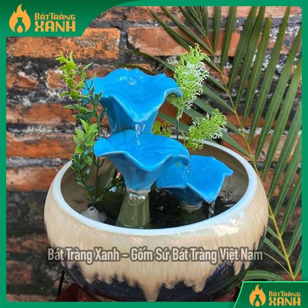 Thác nước phong thủy dáng chậu đài sen Thác nước phong thủy dáng chậu đài sen