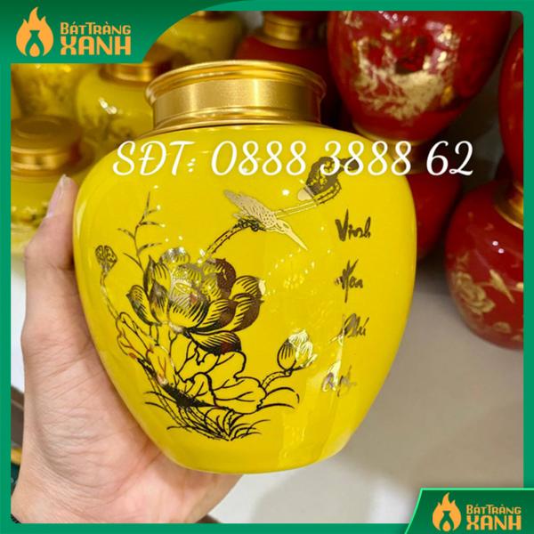 Bình Đựng trà Vinh Hoa Phú Quý Men Vàng  Bình Đựng trà Vinh Hoa Phú Quý Men Vàng