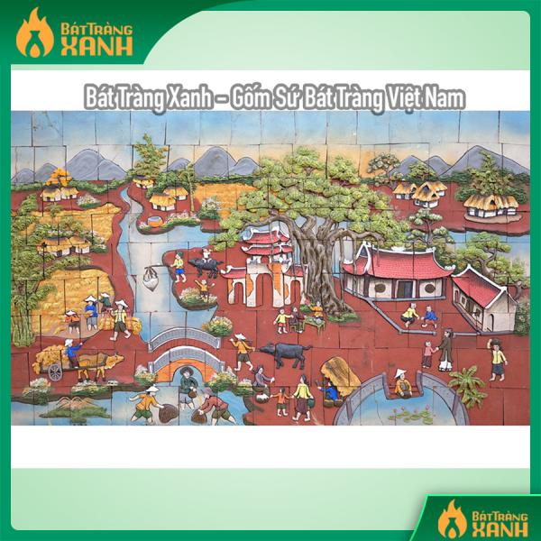 Tranh gốm ốp tường Làng quê Tranh gốm ốp tường Làng quê
