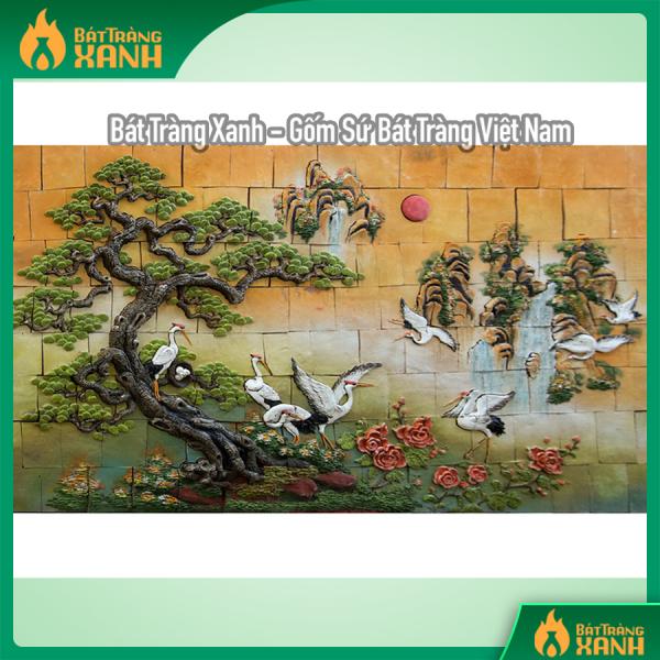 Tranh gốm ốp tường Tùng hạc diên niên Tranh gốm ốp tường Tùng hạc diên niên