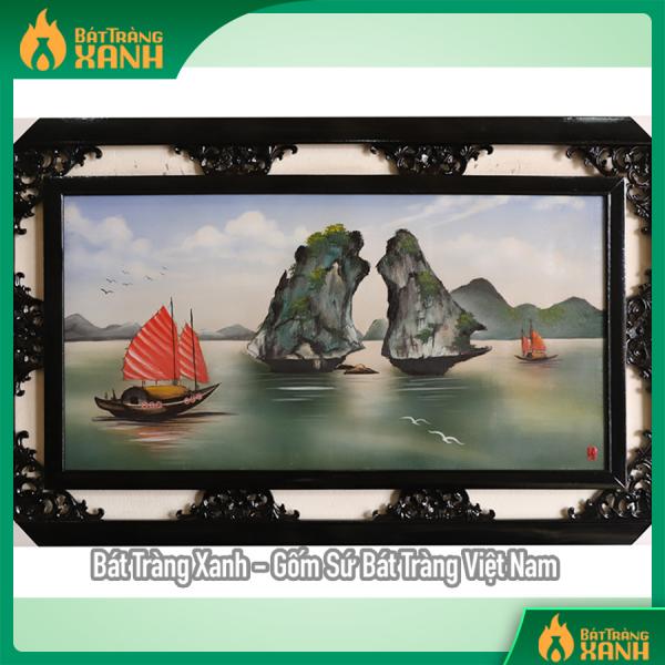 Tranh sứ Bát Tràng vẽ cảnh vịnh Hạ Long 95x55cm Tranh sứ Bát Tràng vẽ cảnh vịnh Hạ Long 95x55cm