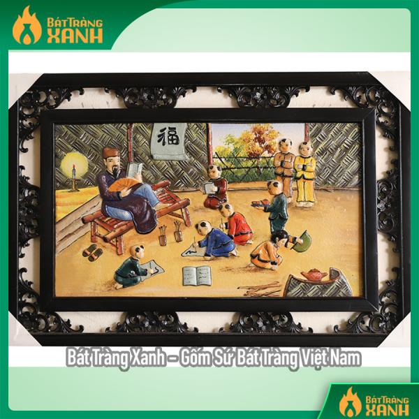 Tranh sứ Bát Tràng vẽ thầy đồ dậy học 95x55cm Tranh sứ Bát Tràng vẽ thầy đồ dậy học 95x55cm