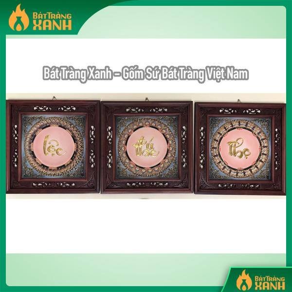 Tranh sứ chữ Phúc Lộc Thọ dát vàng Tranh sứ chữ Phúc Lộc Thọ dát vàng