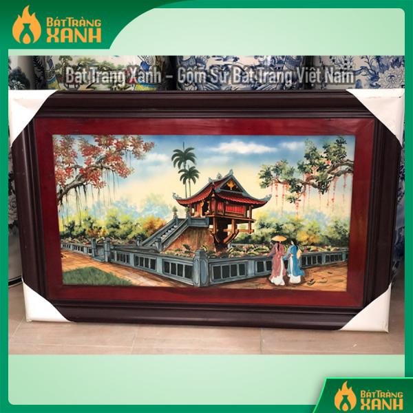 Tranh sứ vẽ phong cảnh chùa một cột Hà Nội 135x88cm Tranh sứ vẽ phong cảnh chùa một cột Hà Nội 135x88cm